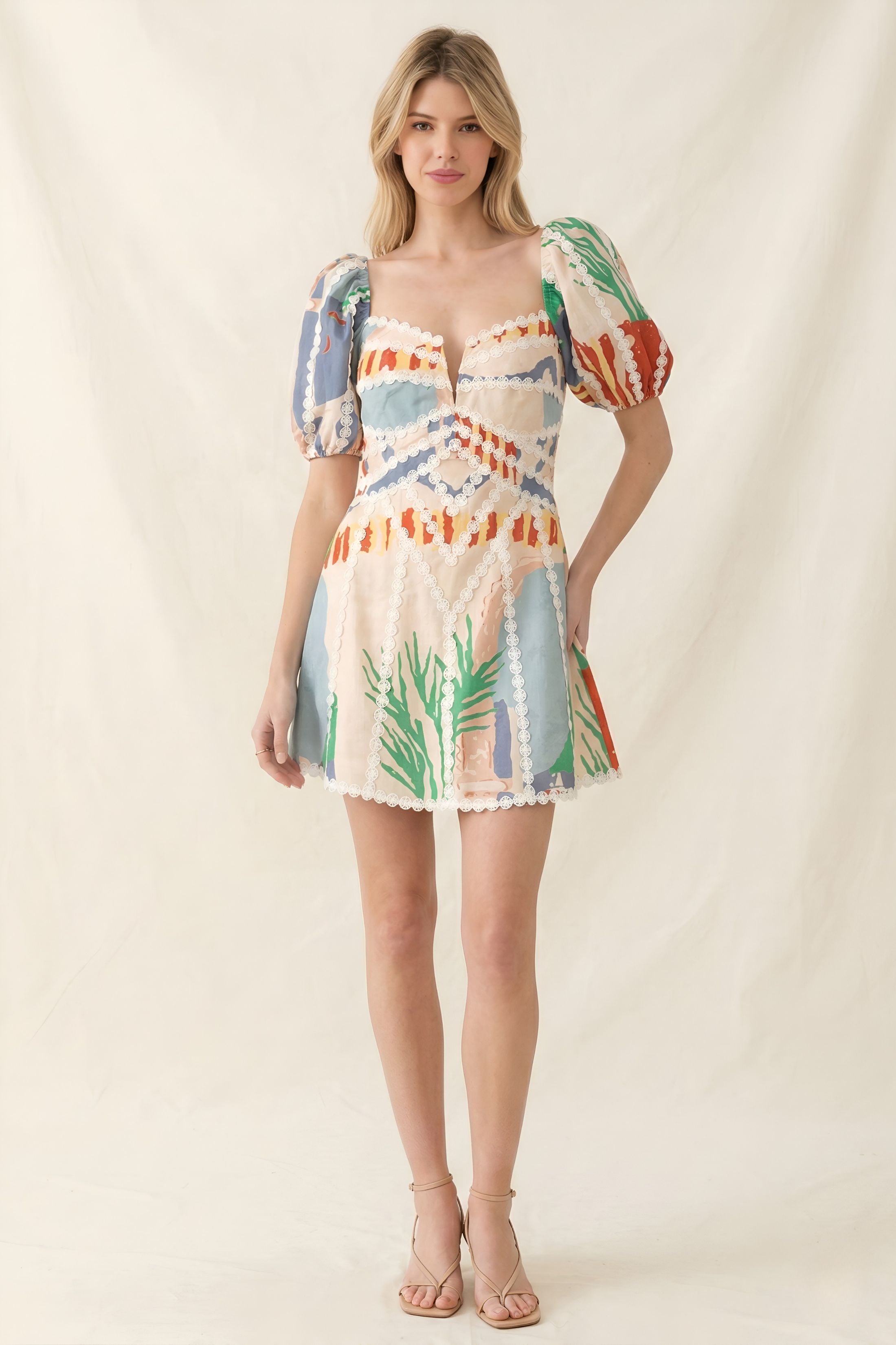 Gia Linen Puff Sleeve Dress