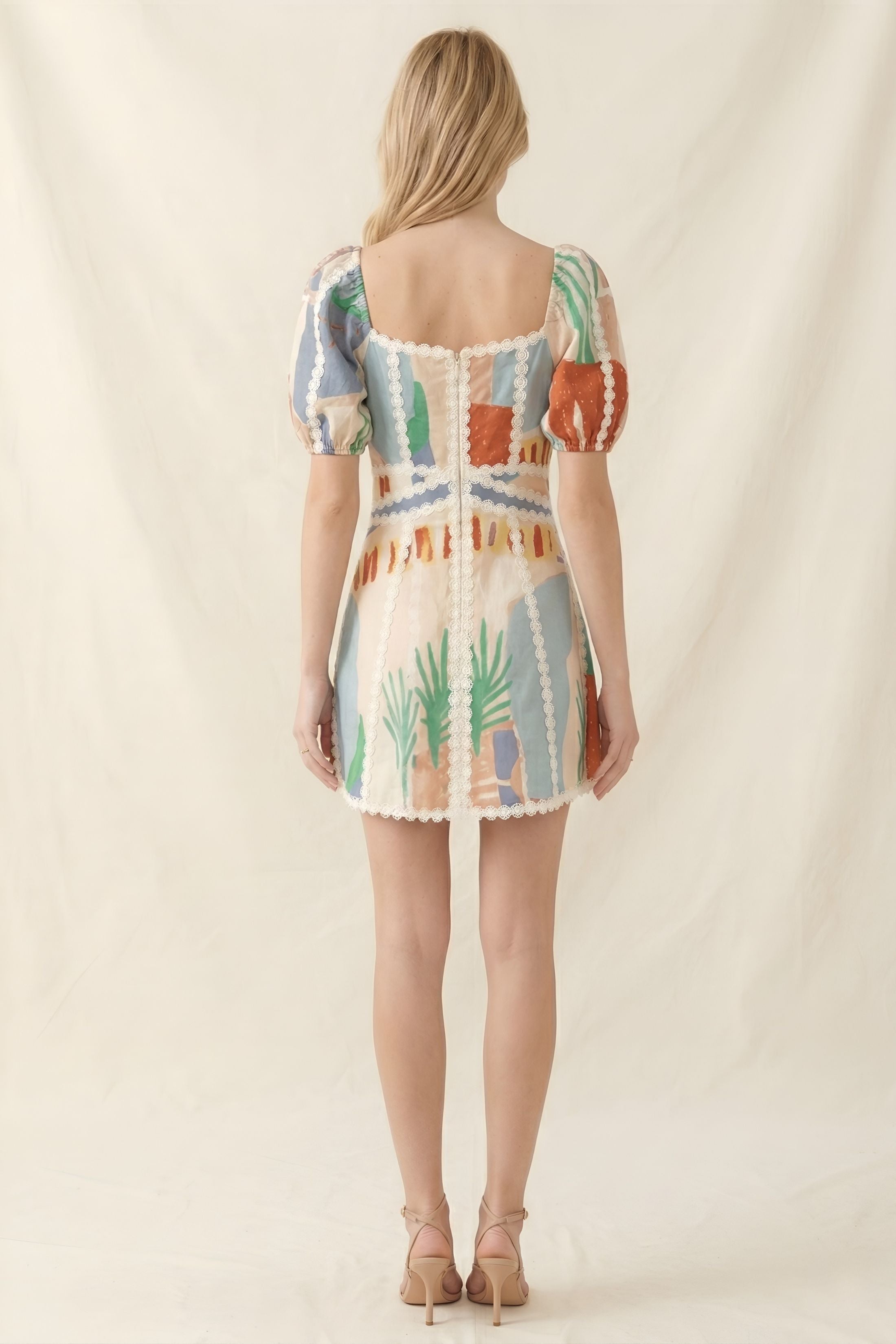 Gia Linen Puff Sleeve Dress