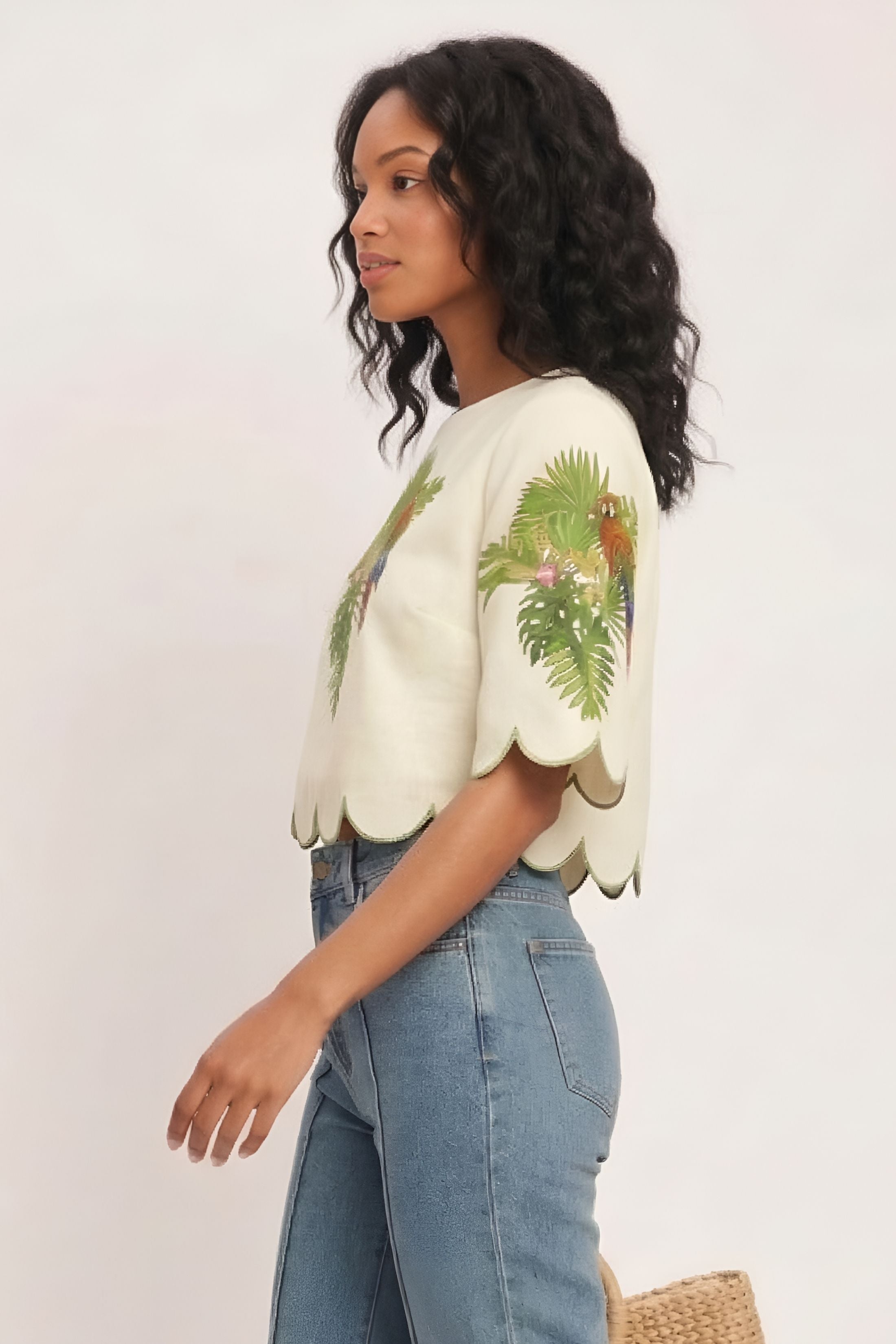 Sally Tropical Scallop Edge Top