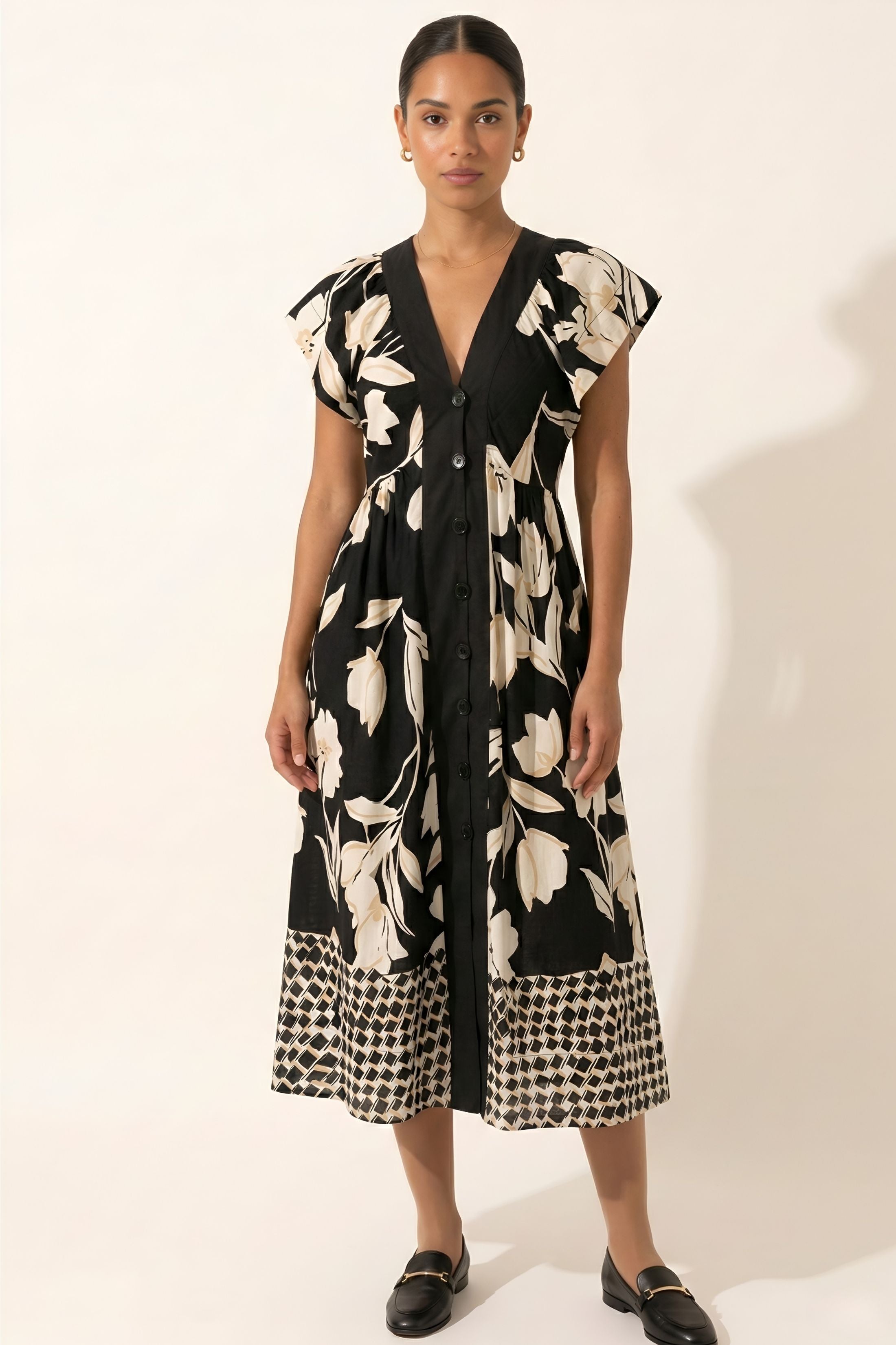 Katie V Neck Floral Dress