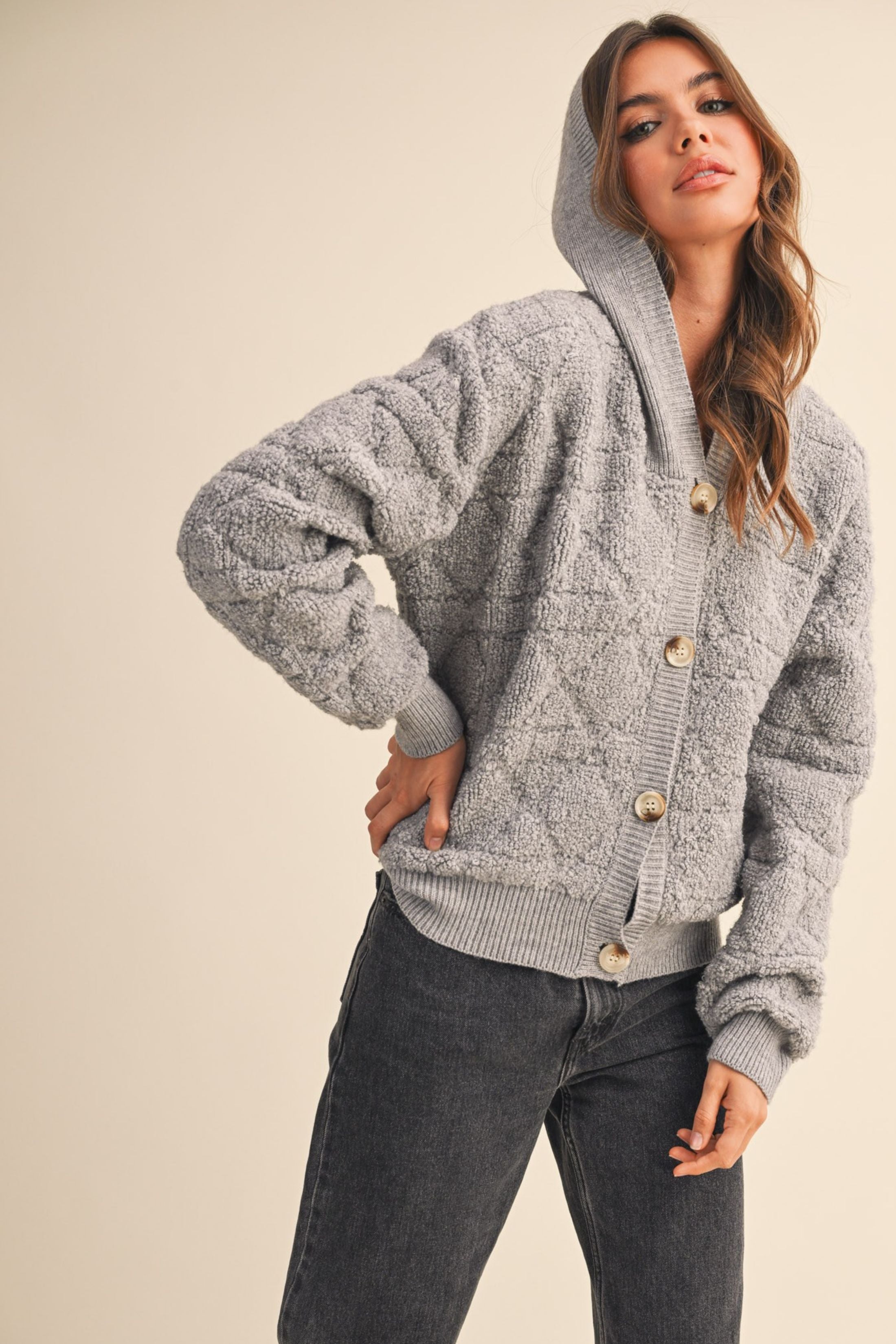 Maren Fuzzy Hooded Cardigan