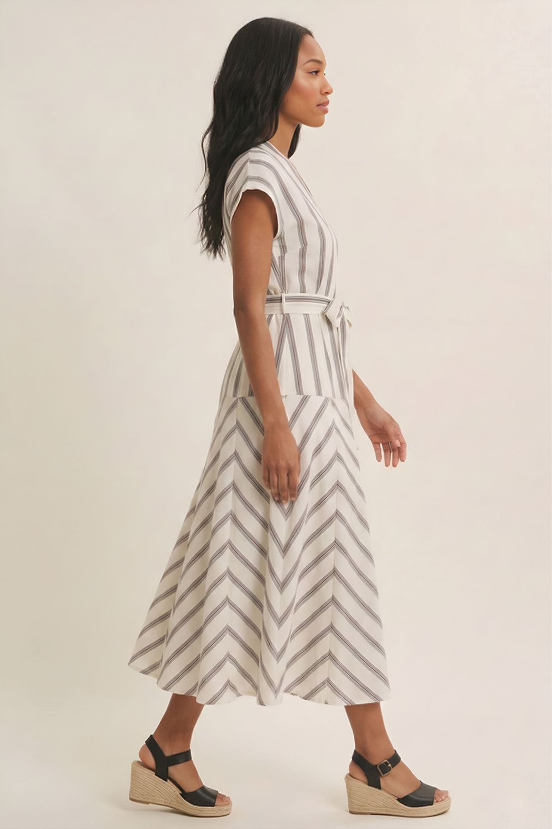 Georgia Striped V Neck Maxi Dress