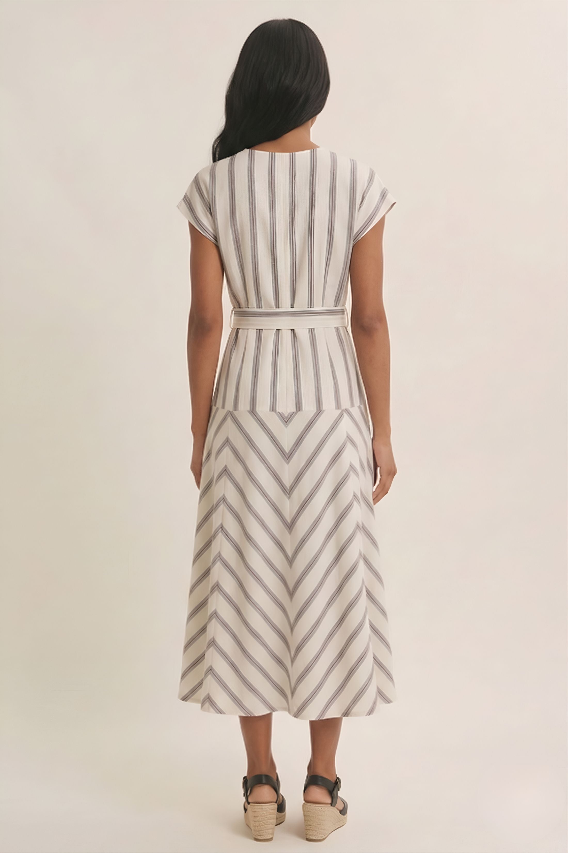 Georgia Striped V Neck Maxi Dress