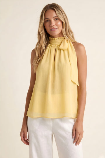 Melanie Halter Tie Neck Sleeveless Chiffon Top