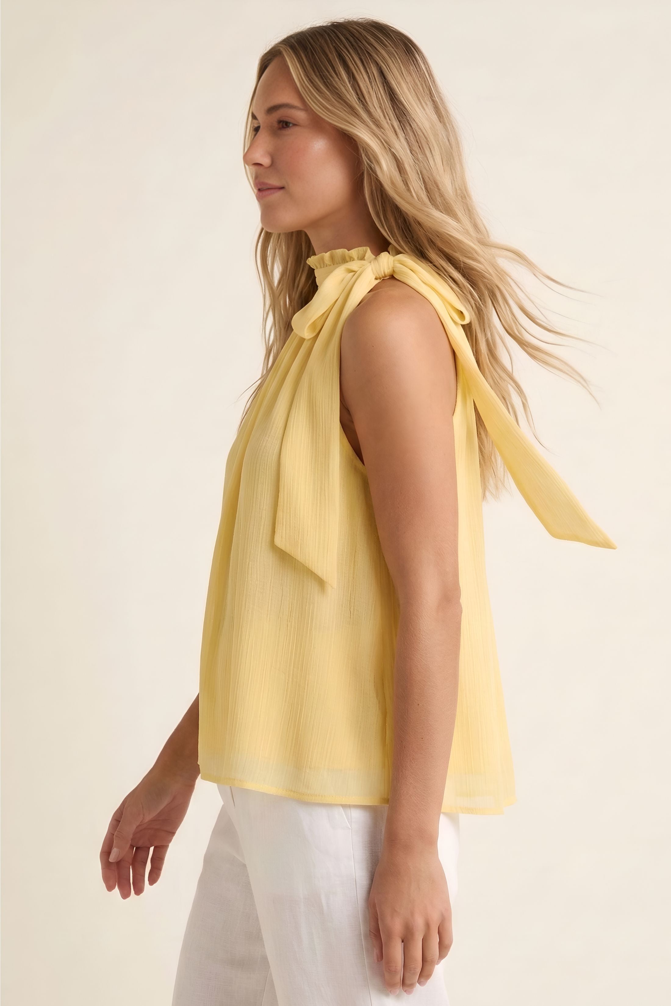 Melanie Halter Tie Neck Sleeveless Chiffon Top
