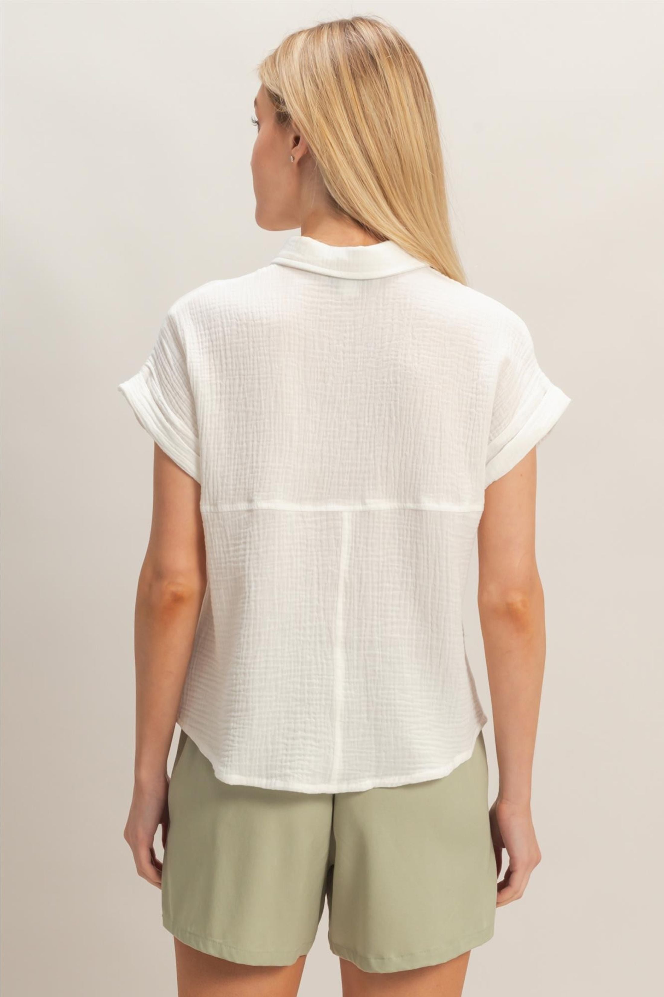 Daphne Rolled Sleeve Buttoned Top
