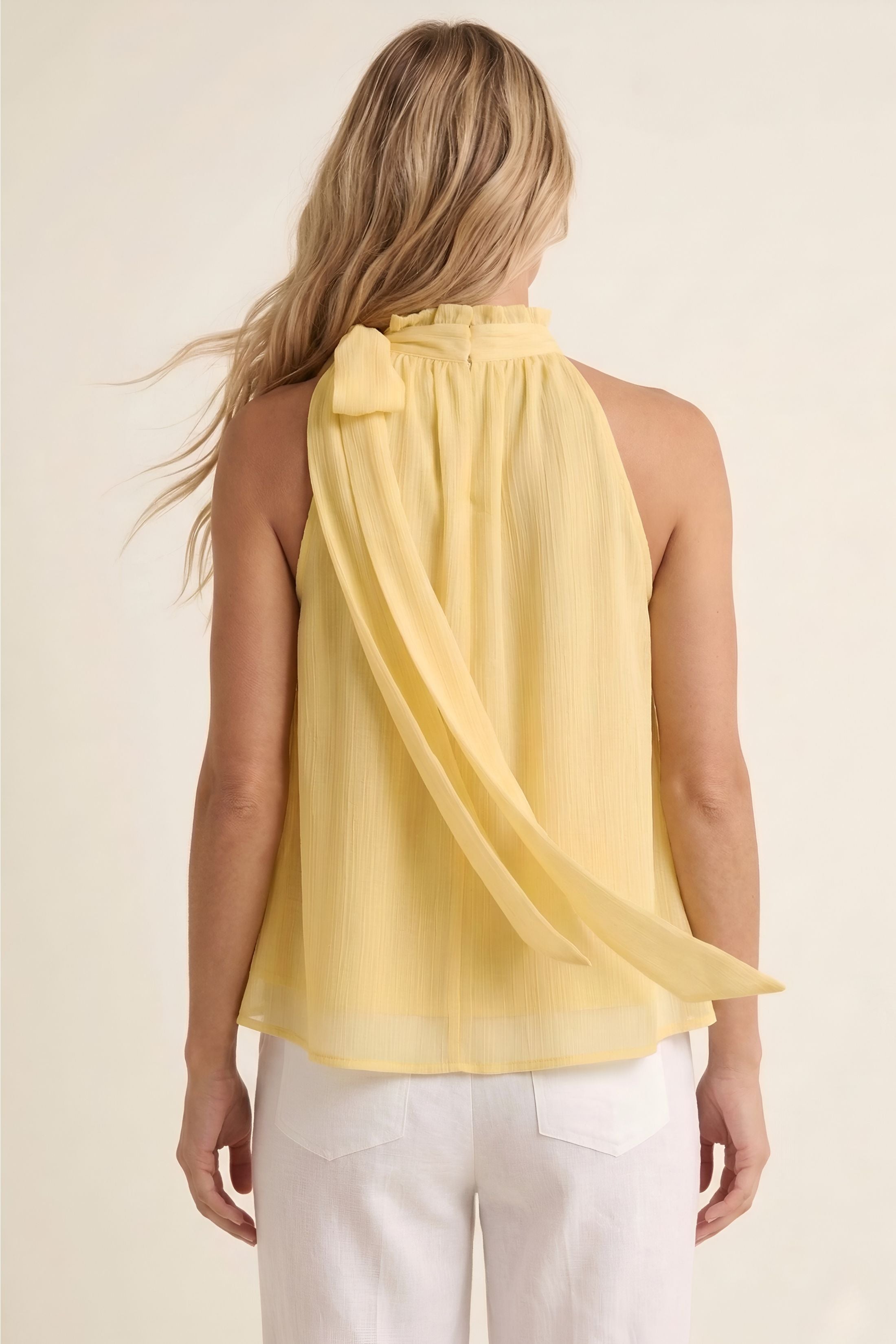 Melanie Halter Tie Neck Sleeveless Chiffon Top