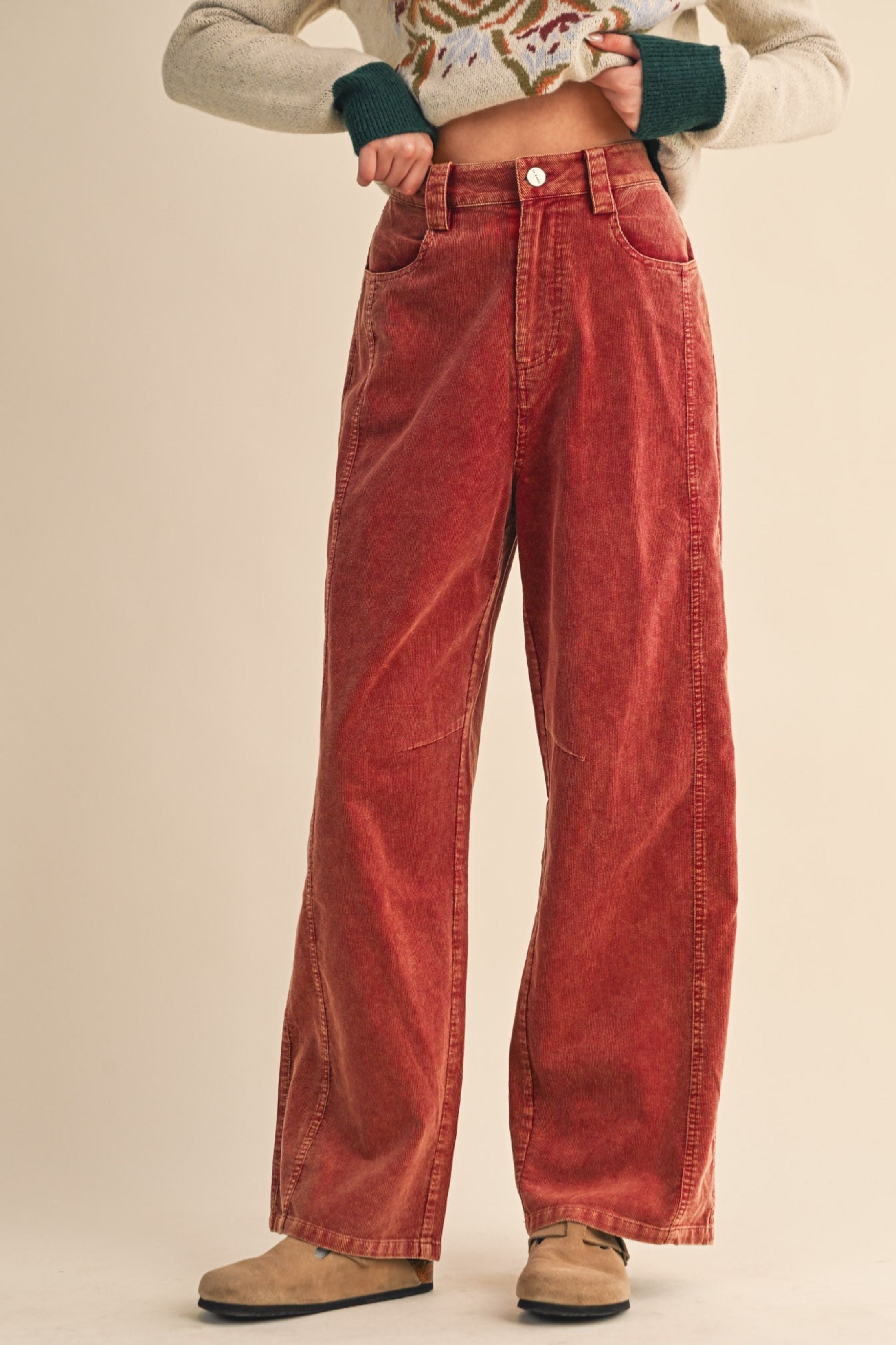 Ruby Corduroy Barrel Trousers
