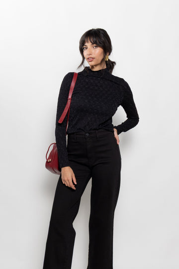 Belle Mock Neck Shine Top