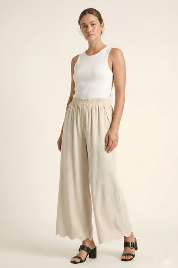 Bailey Scalloped Hem Linen Pants