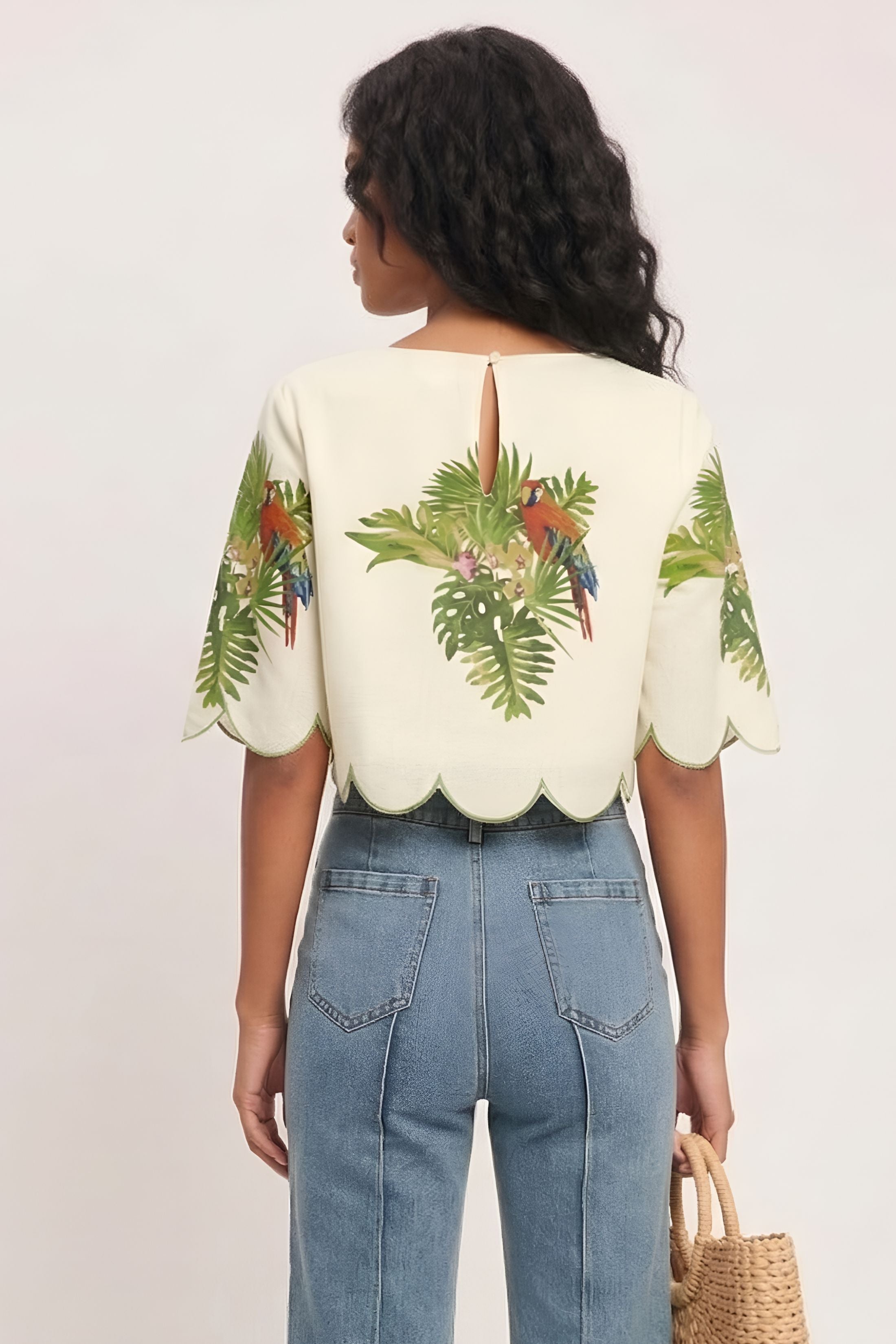 Sally Tropical Scallop Edge Top