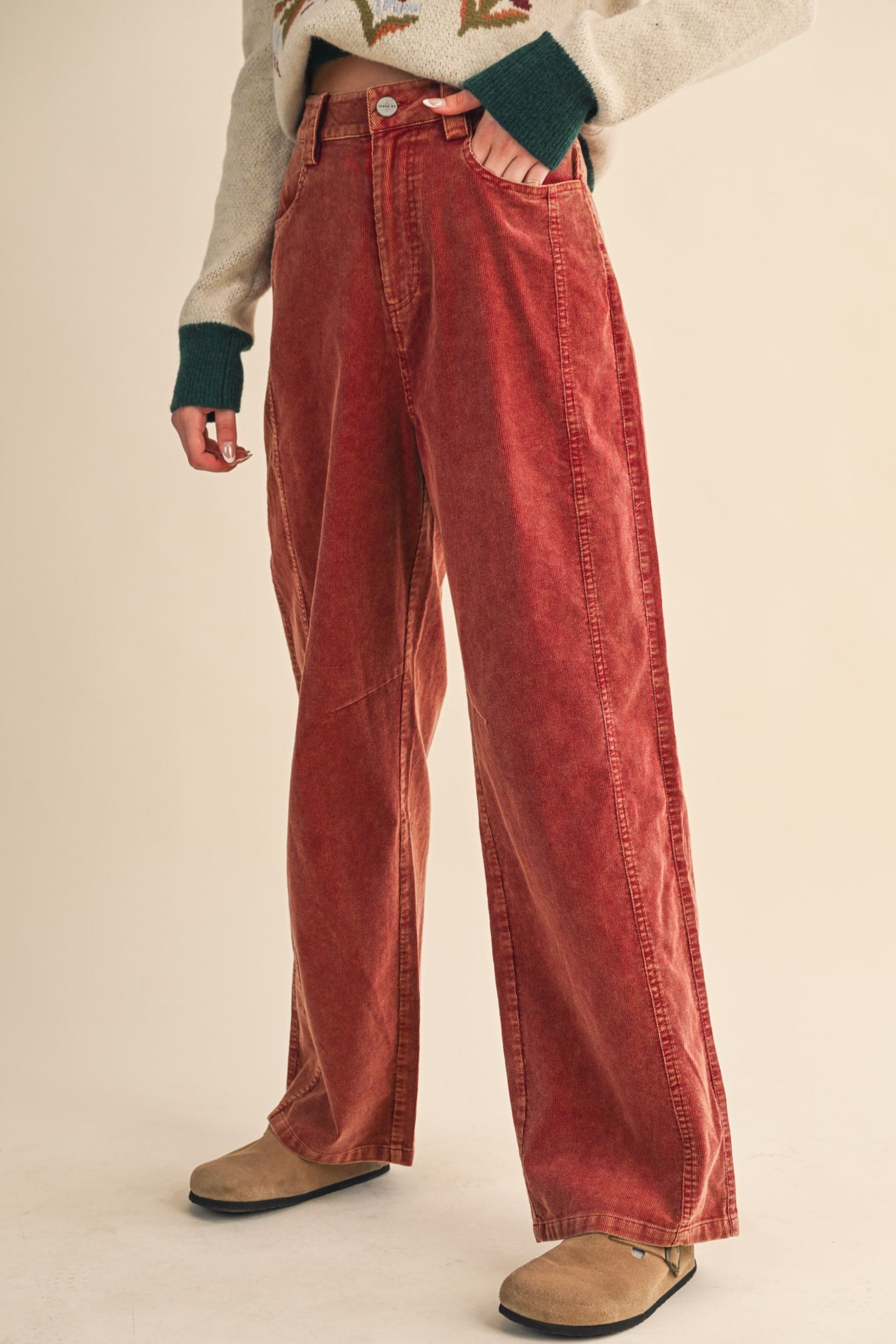 Ruby Corduroy Barrel Trousers