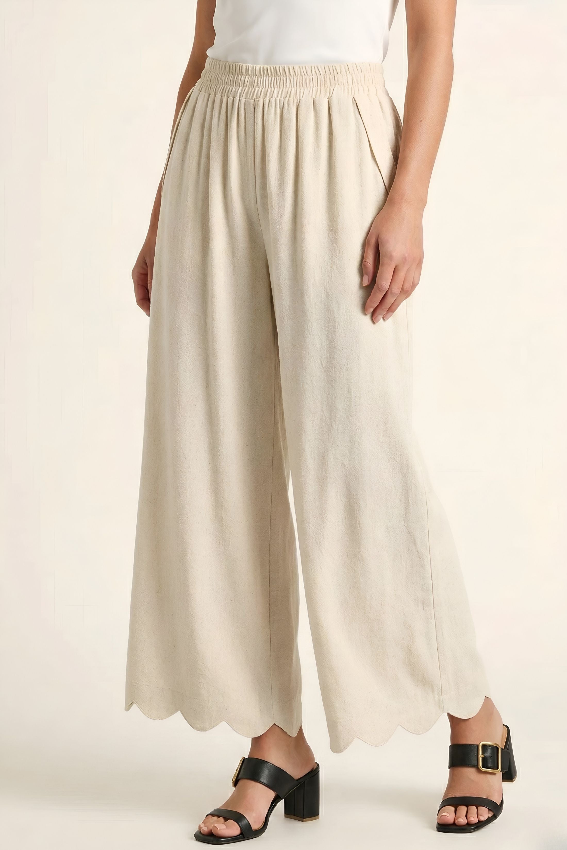 Bailey Scalloped Hem Linen Pants