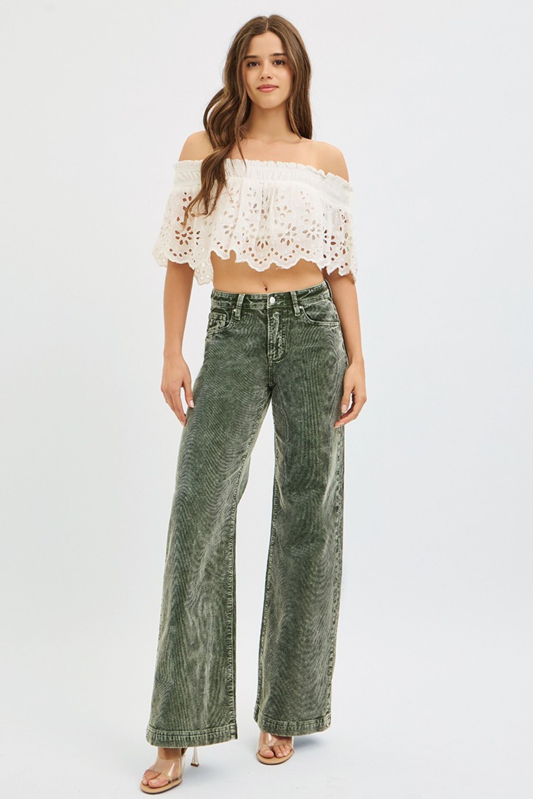 Charlie High Rise Wide Leg Corduroy Pants