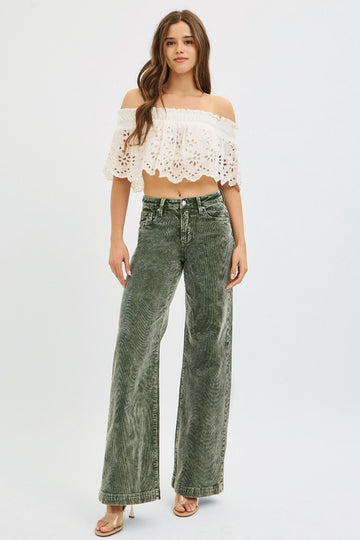Charlie High Rise Wide Leg Corduroy Pants