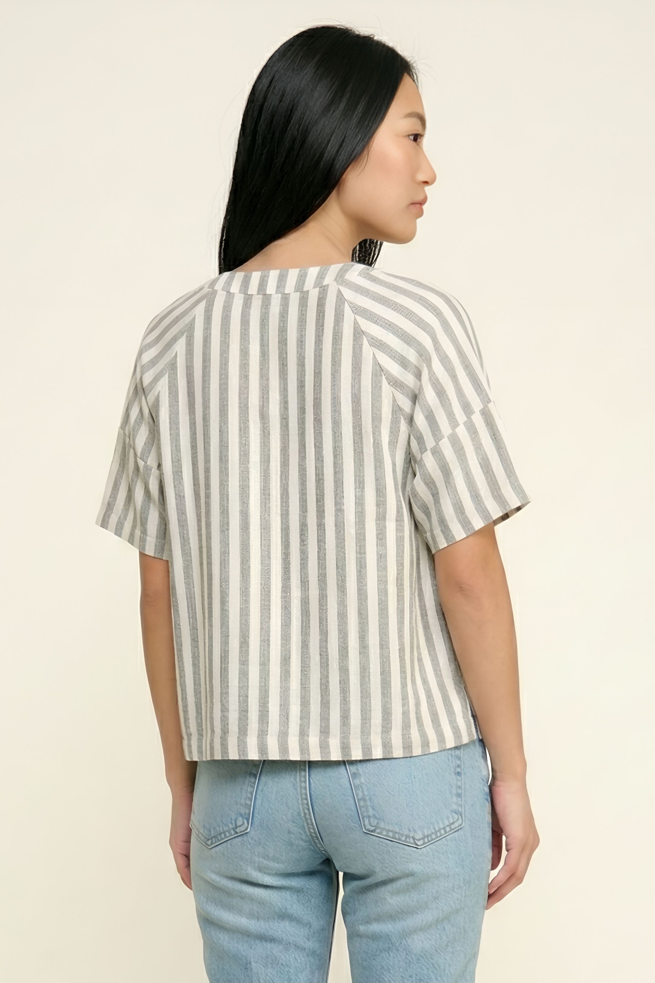 Delana Striped Short Sleeve Top