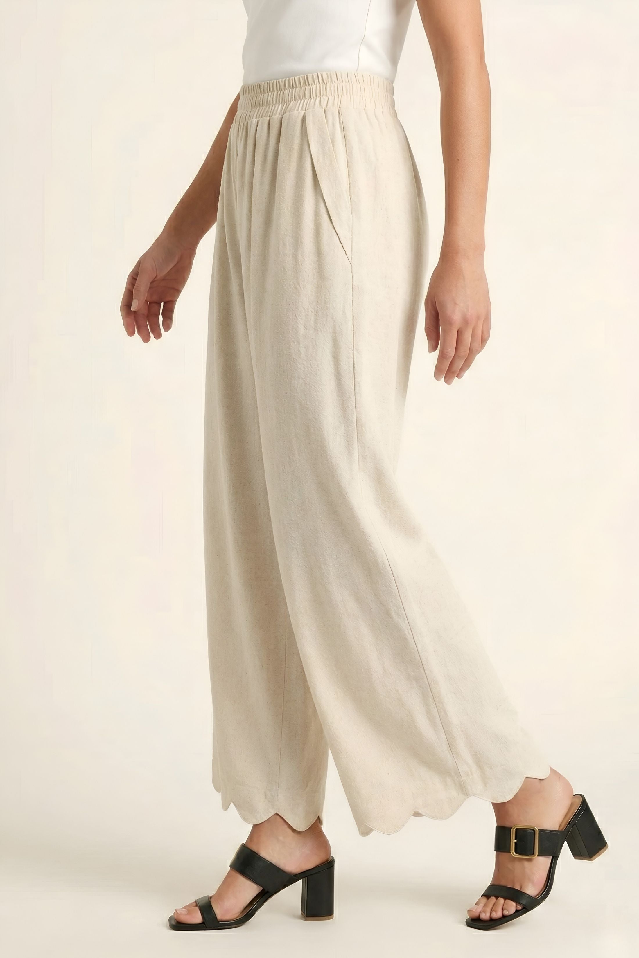 Bailey Scalloped Hem Linen Pants