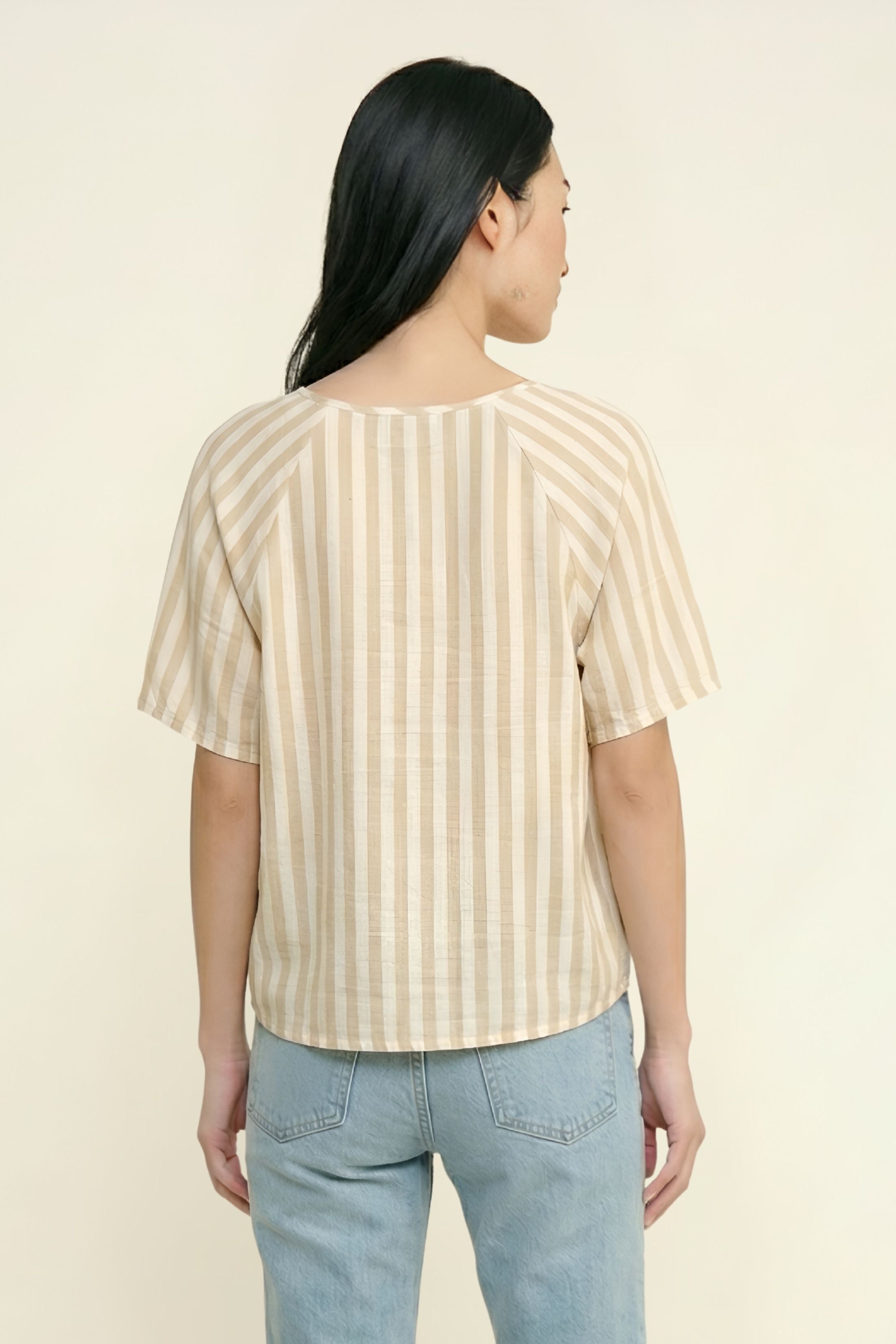 Delana Striped Short Sleeve Top