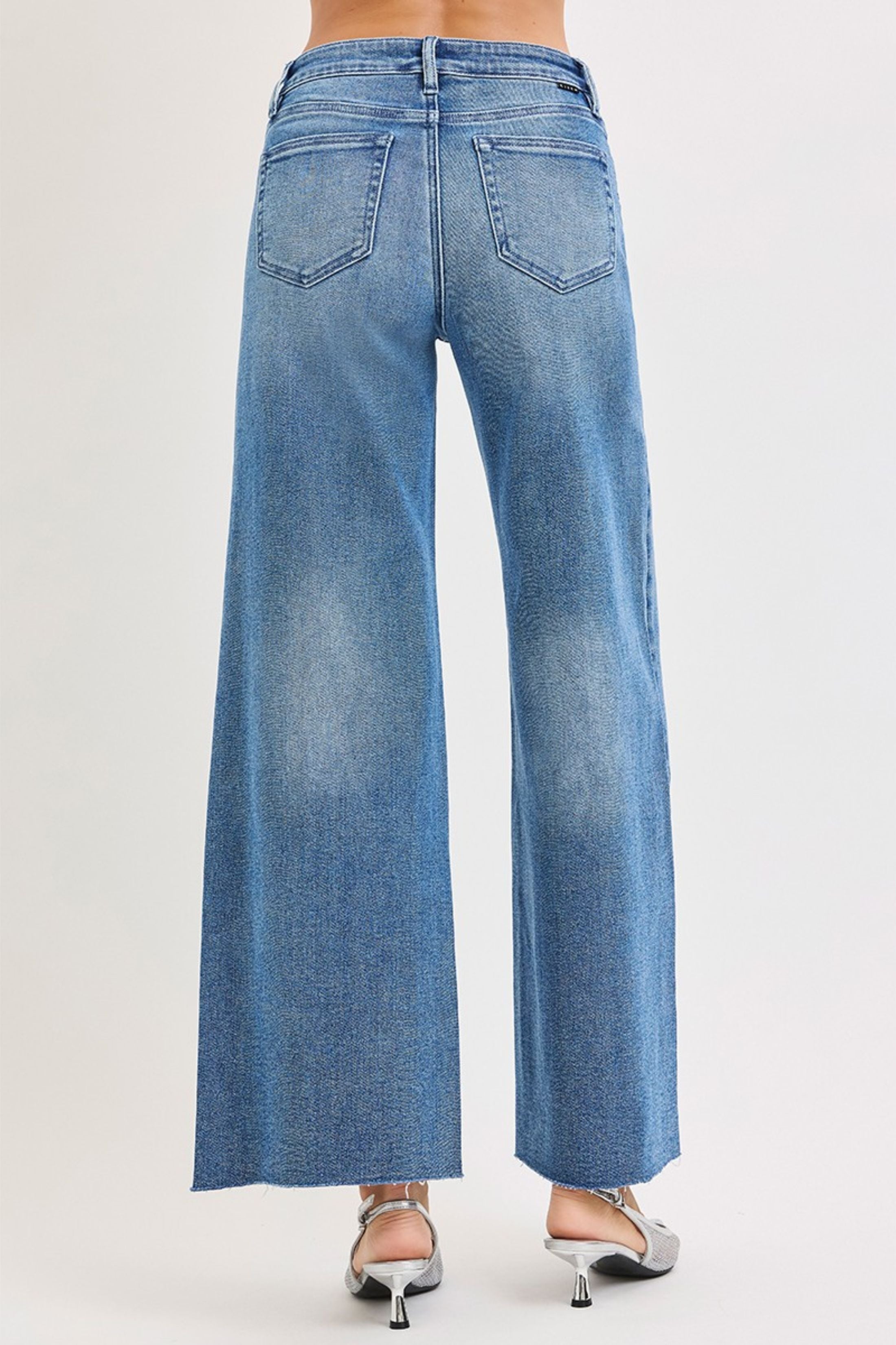 Maya High Rise Patch Pocket Wide Leg Jeans