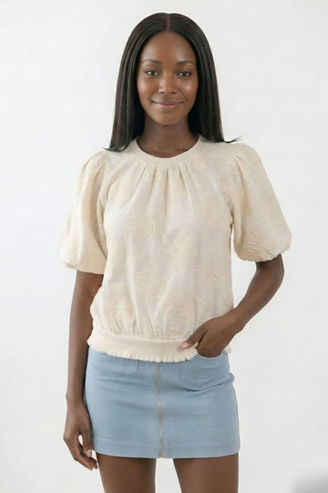Wesley Embroidery Puff Sleeve Top