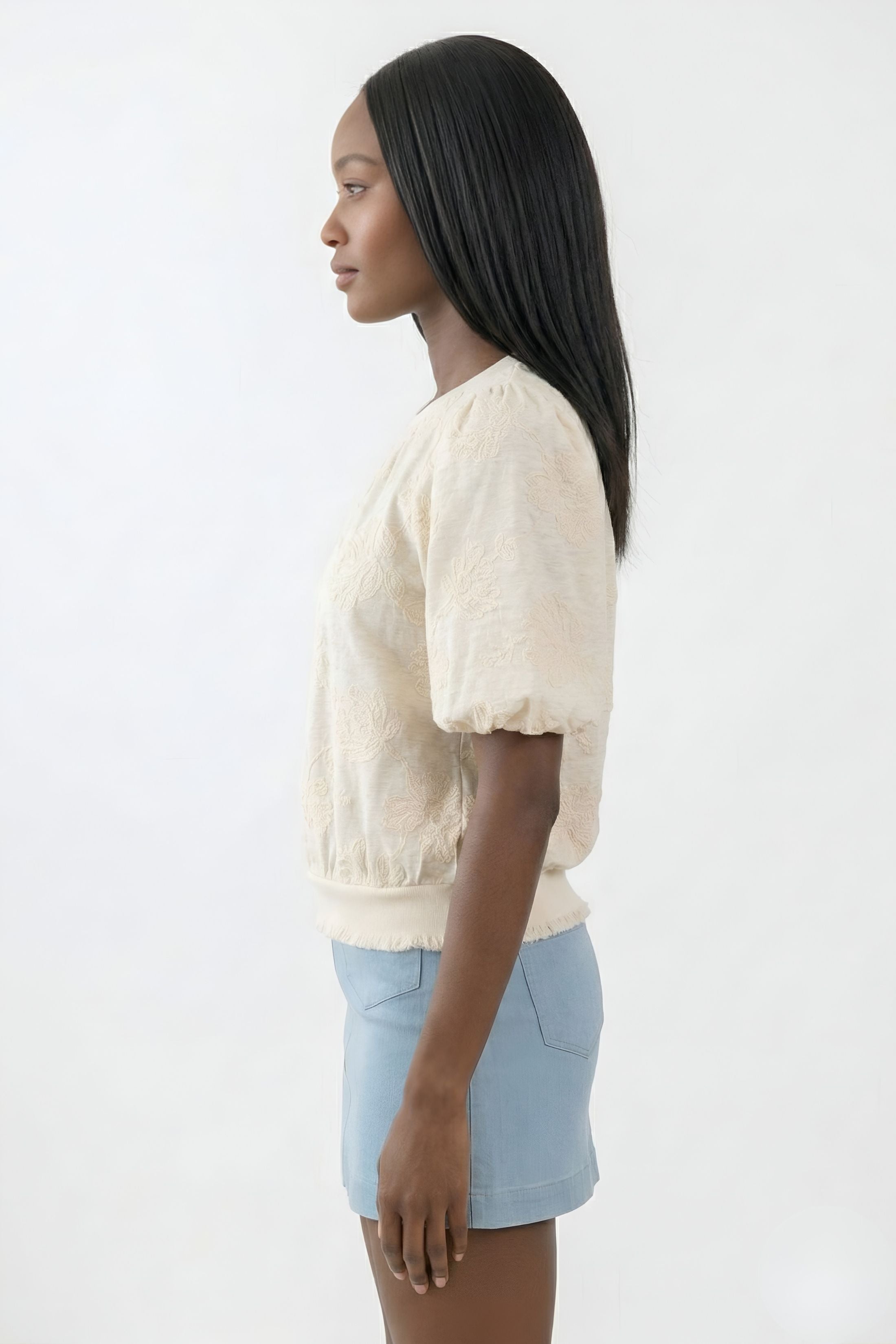 Wesley Embroidery Puff Sleeve Top