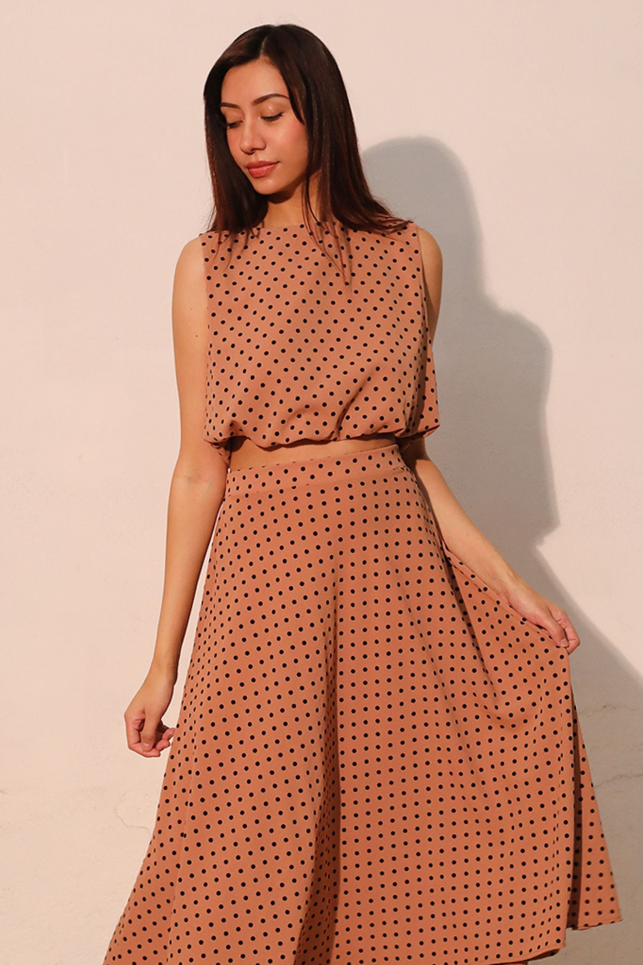 Lucy Flocked Polka Dot Bubble Crop Top