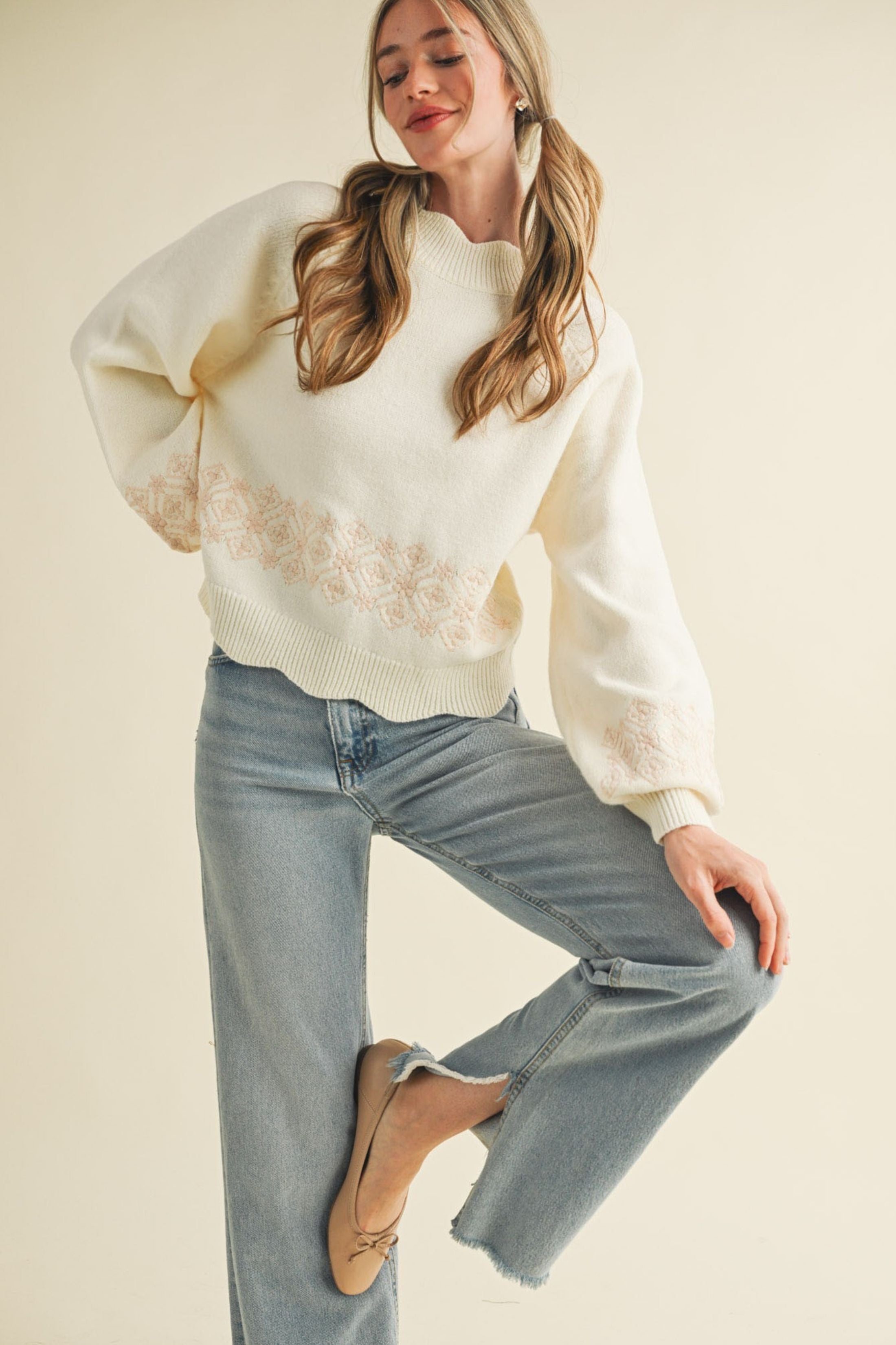 Quinn Scallop Hem Sweater