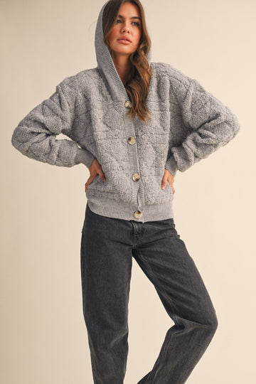 Maren Fuzzy Hooded Cardigan
