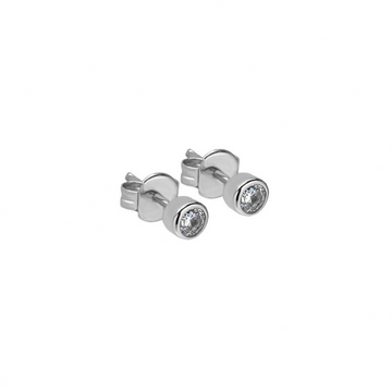 Solitaire Stud Silver Earrings