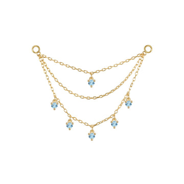 Triple Layer Chain with Round Dripping Gemstones