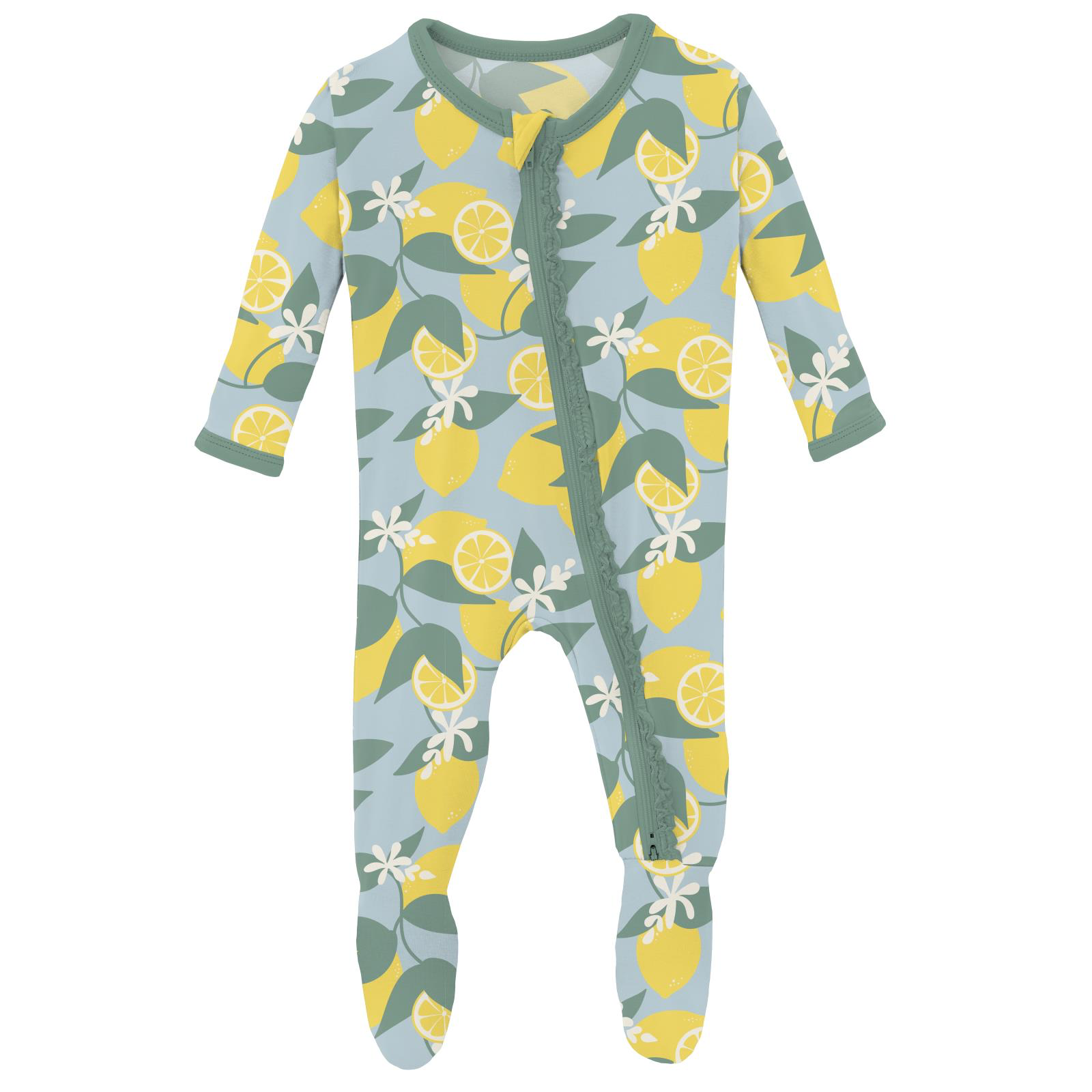 Spring Sky Lemonade Ruffle Zip Footie