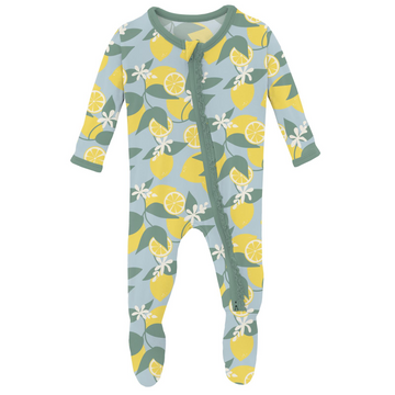 Spring Sky Lemonade Ruffle Zip Footie