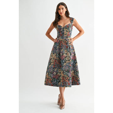 Jacquard Floral Midi Dress