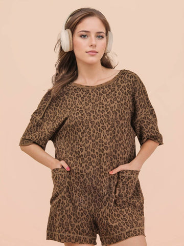 Knit Leopard Romper