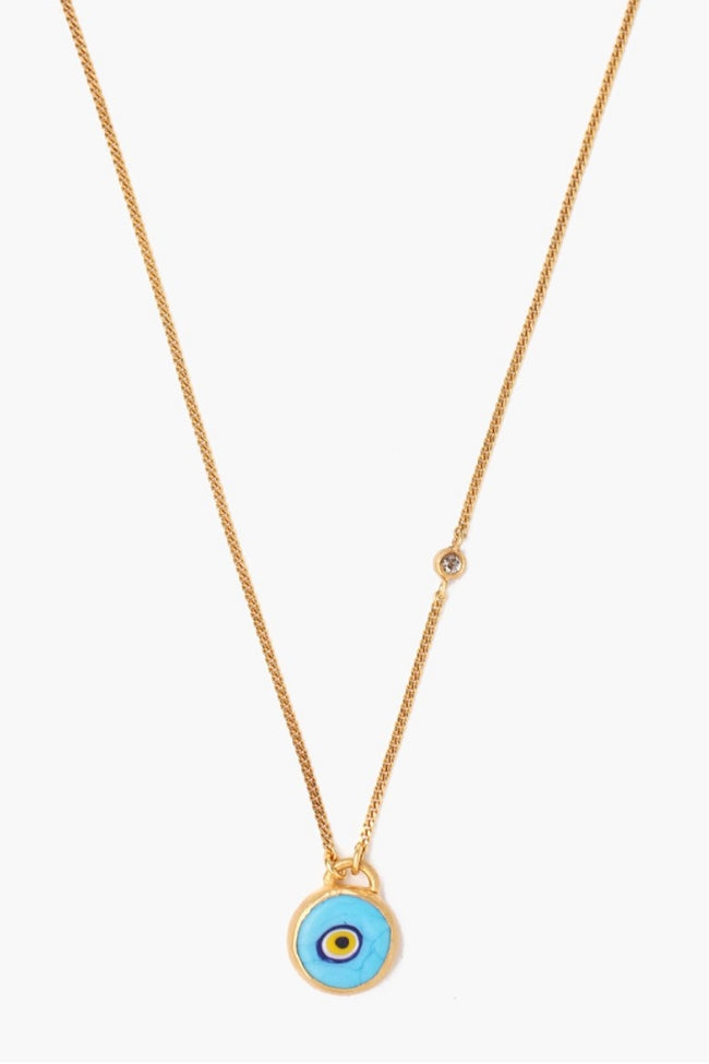 Evil Eye Necklace With Champagne Diamond