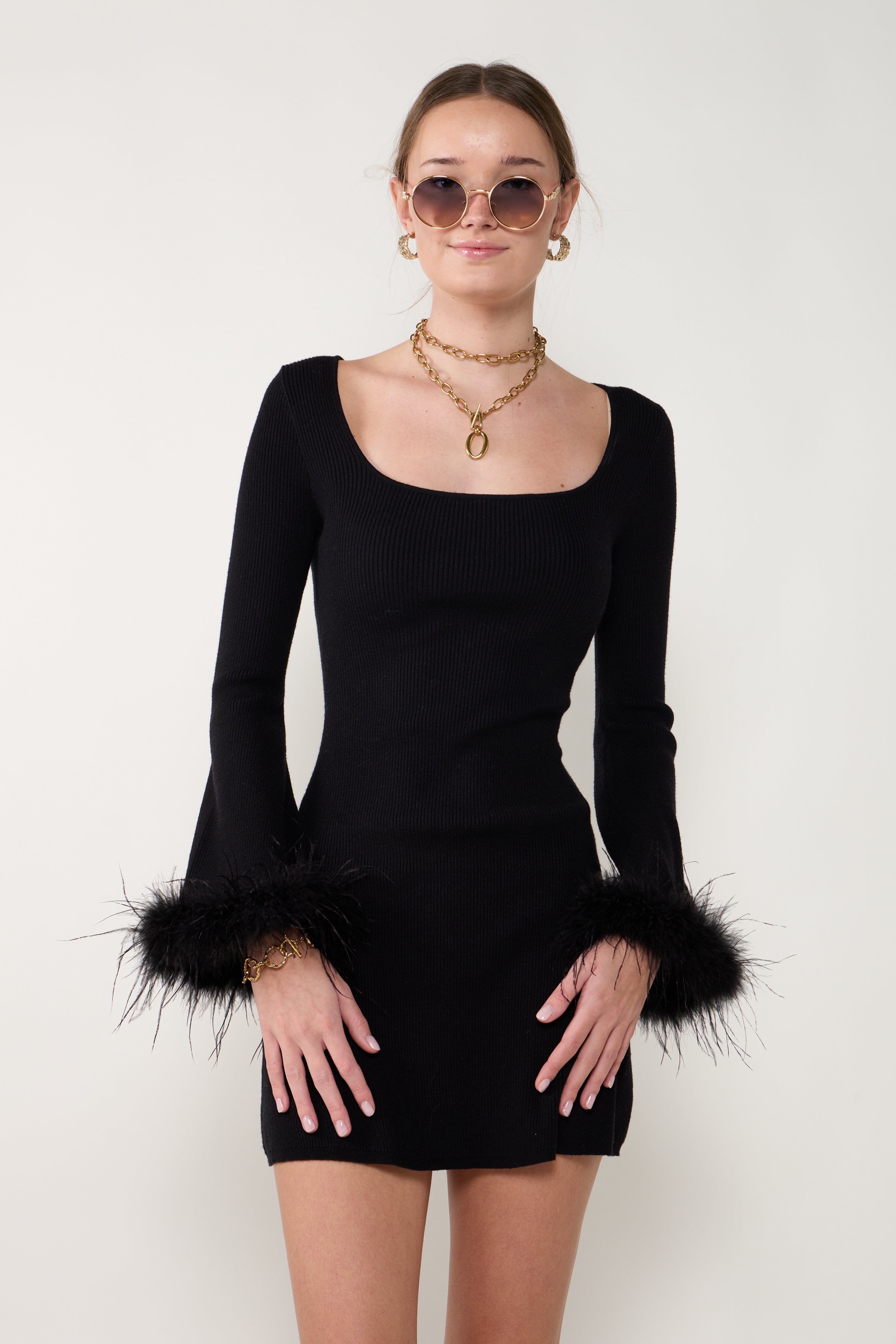 Poppy Feather Sleeve Dress