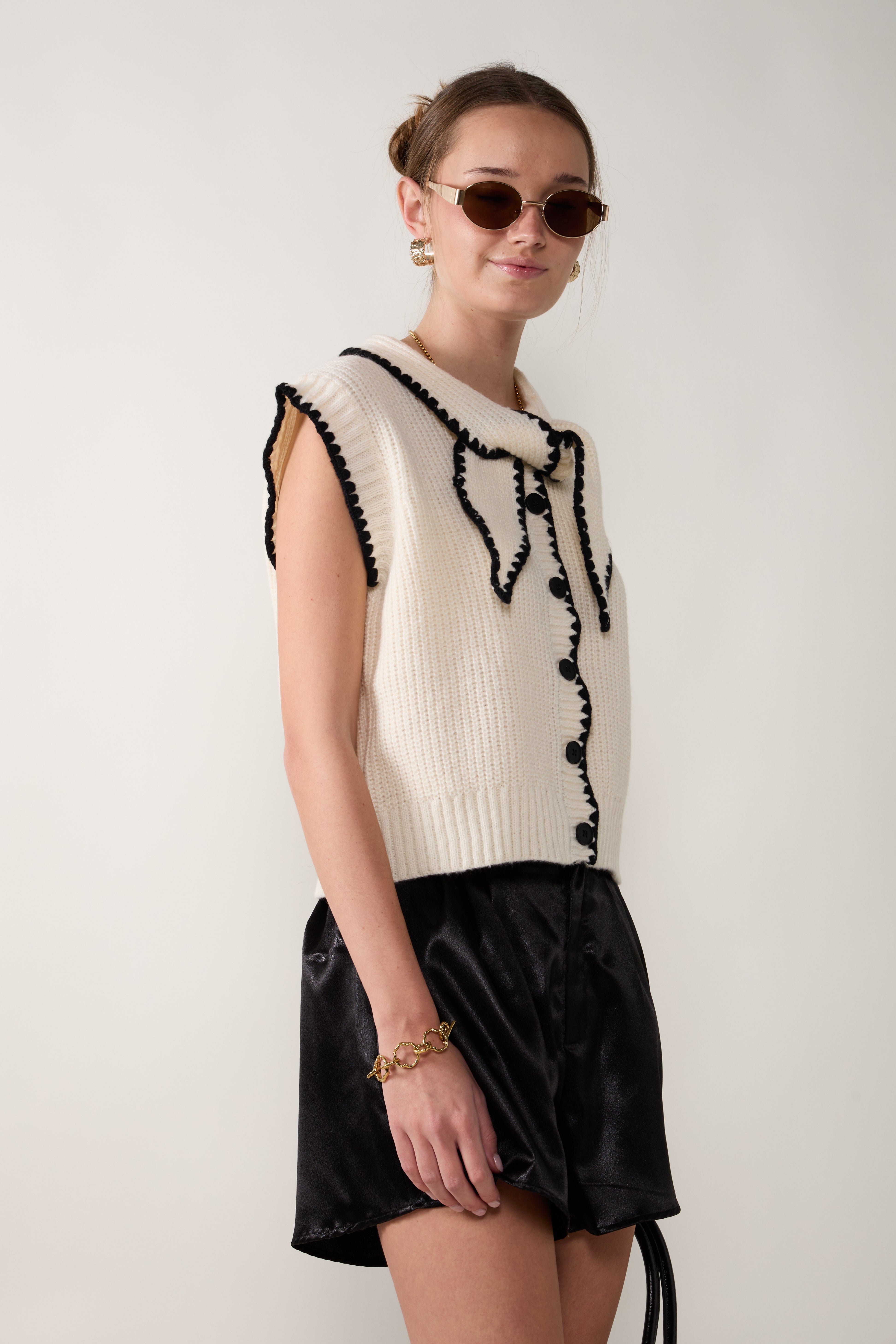 Tatum Sleeveless Scarf Sweater
