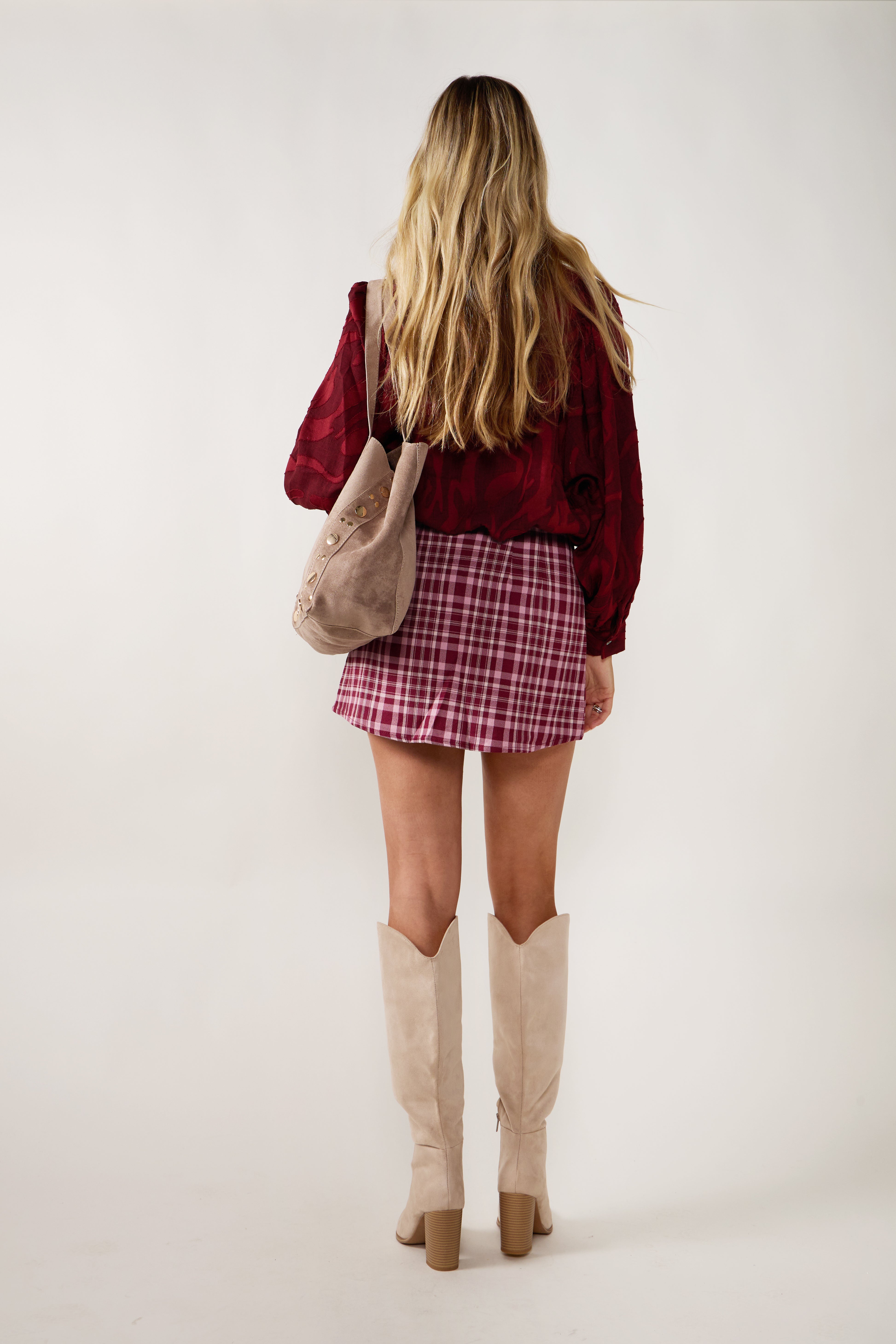 Serena Split Front Plaid Mini Skort