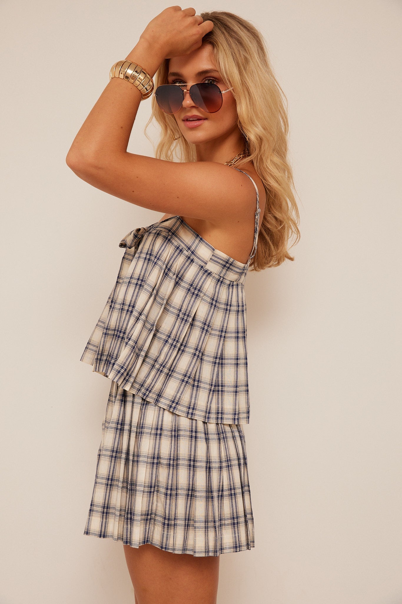 Rachel Pleated Plaid Shorts