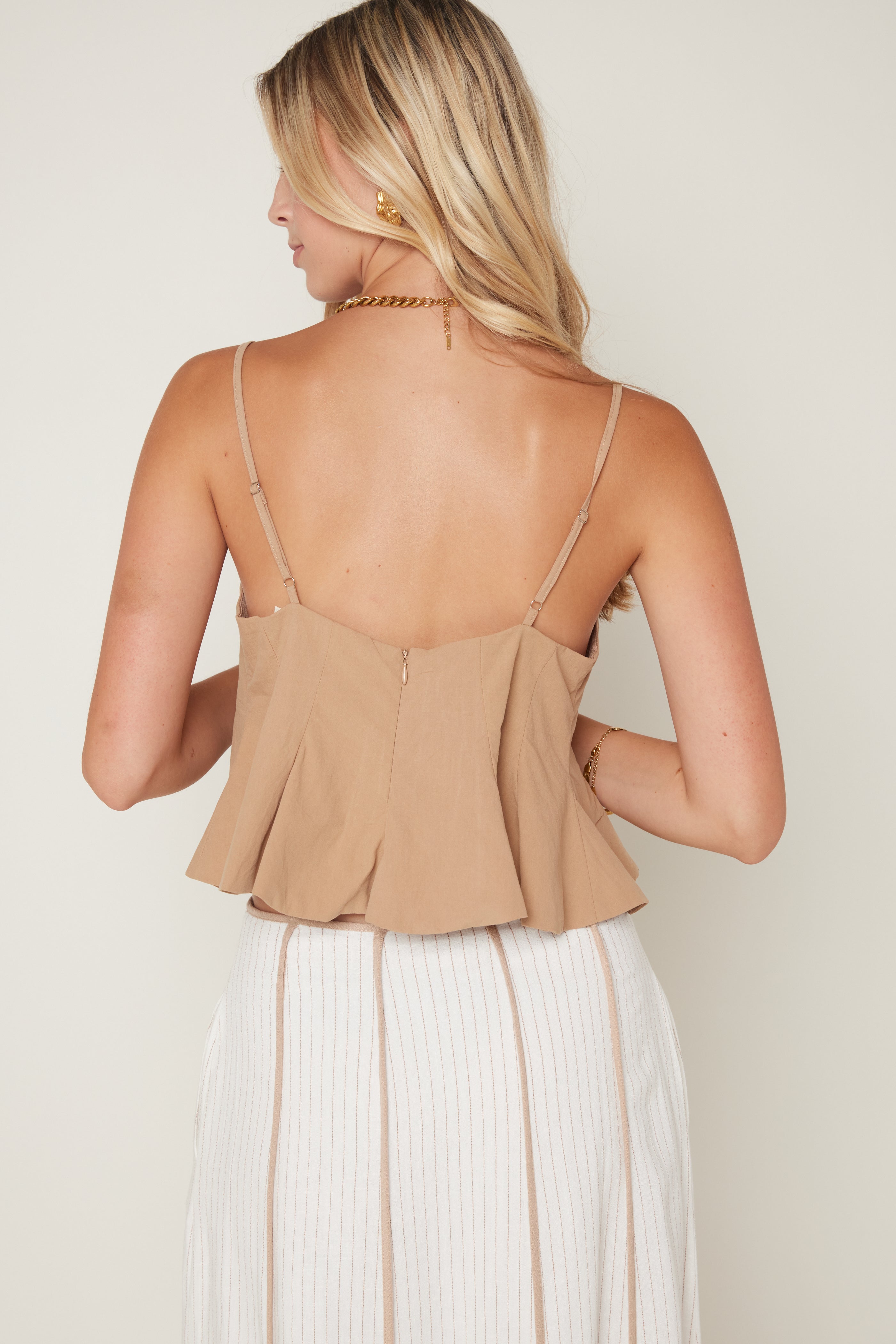 Trish Peplum Spaghetti Strap Top