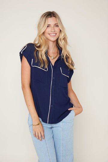 Jenna Washed Utility Button Down Shirt