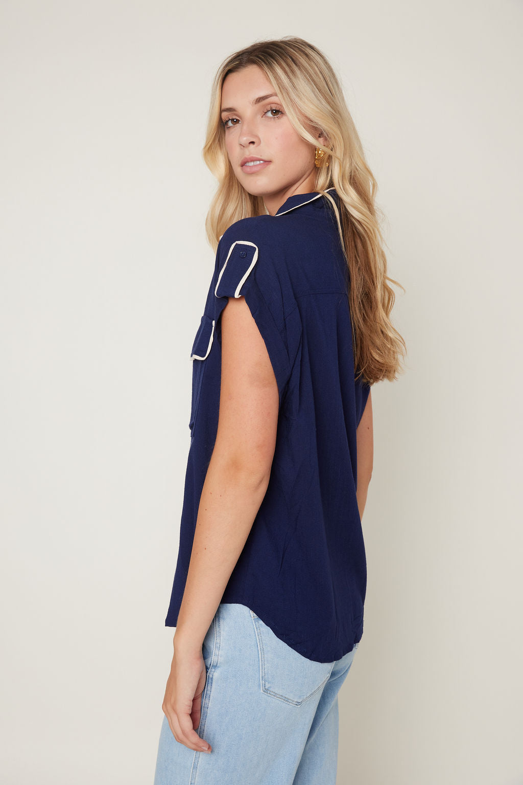 Jenna Washed Utility Button Down Shirt