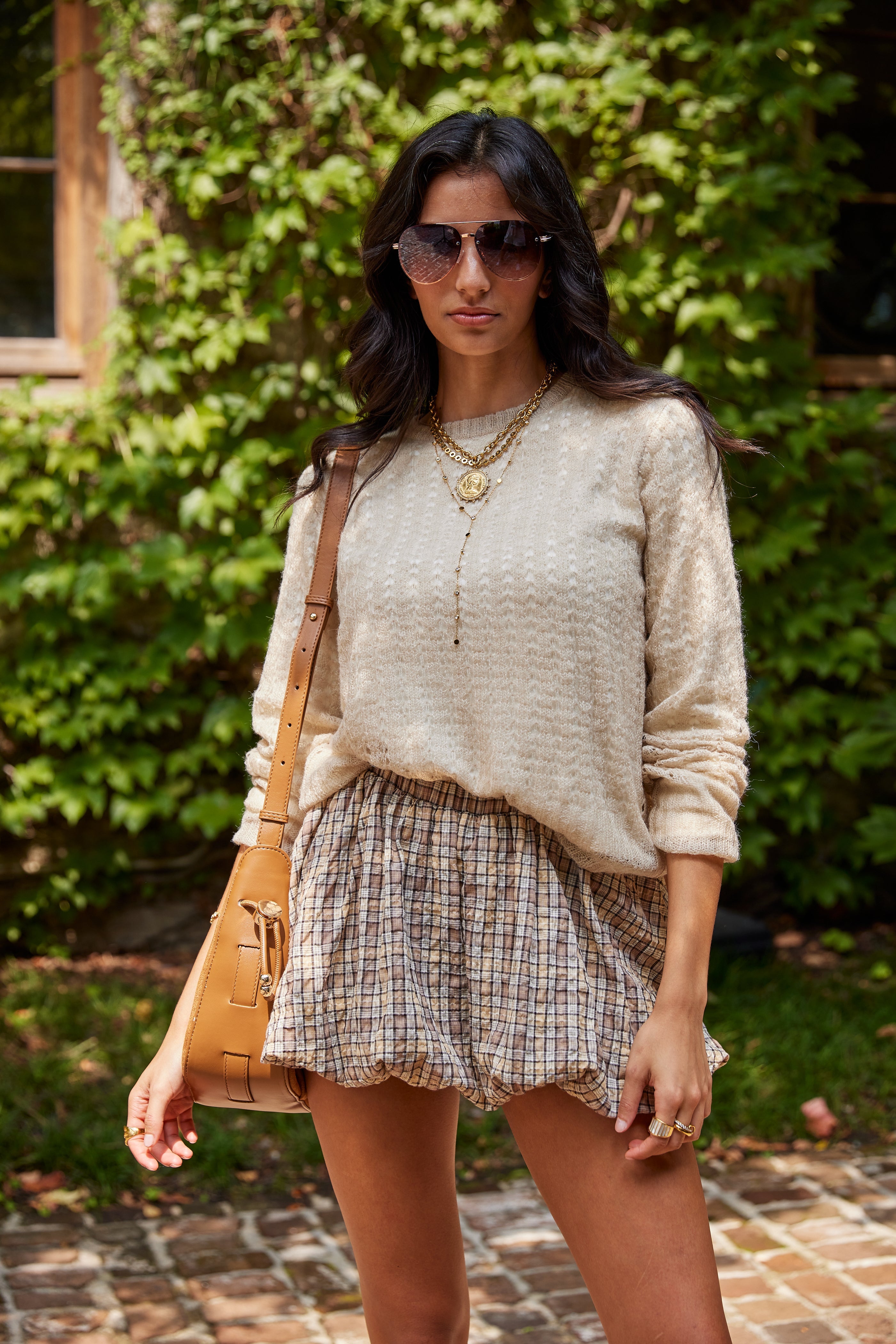 Rylee Check Print Bubble Skirt
