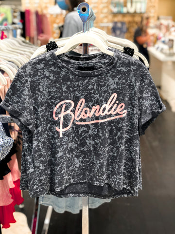 Grey Blondie Cropped Graphic Tee
