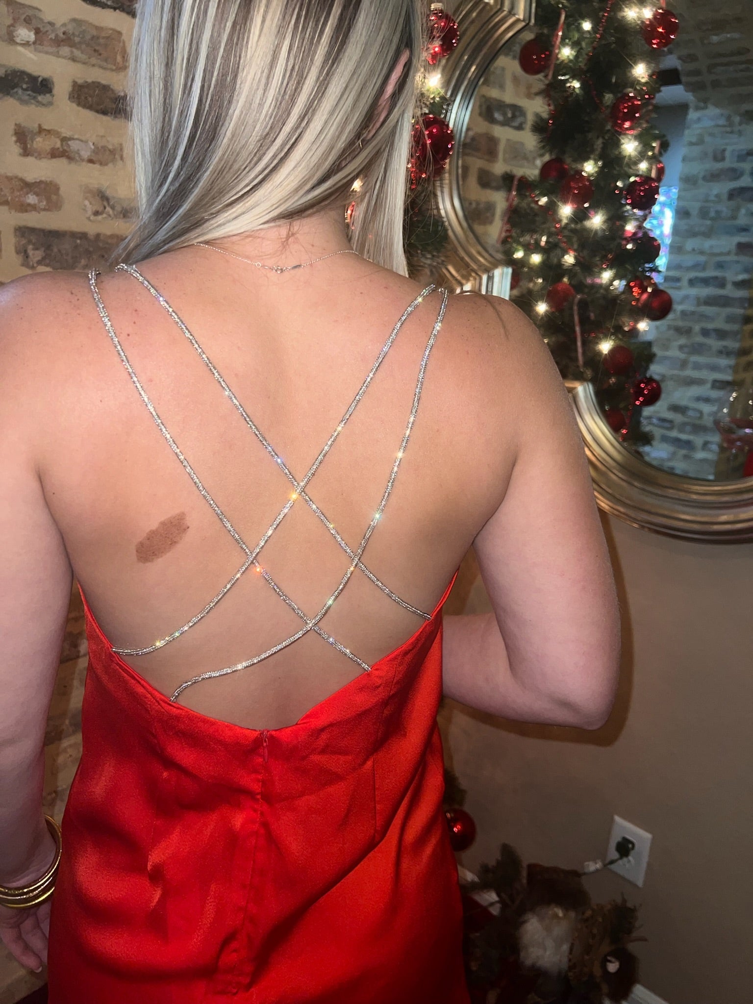 Rhinestone Strapped Dress