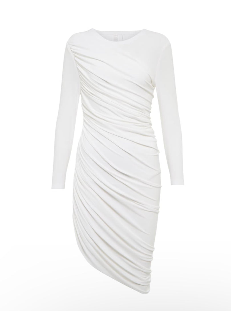 Long Sleeve Mini Diana Dress - White