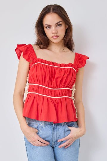 Kennedy Ruffled Sleeve Peplum Top