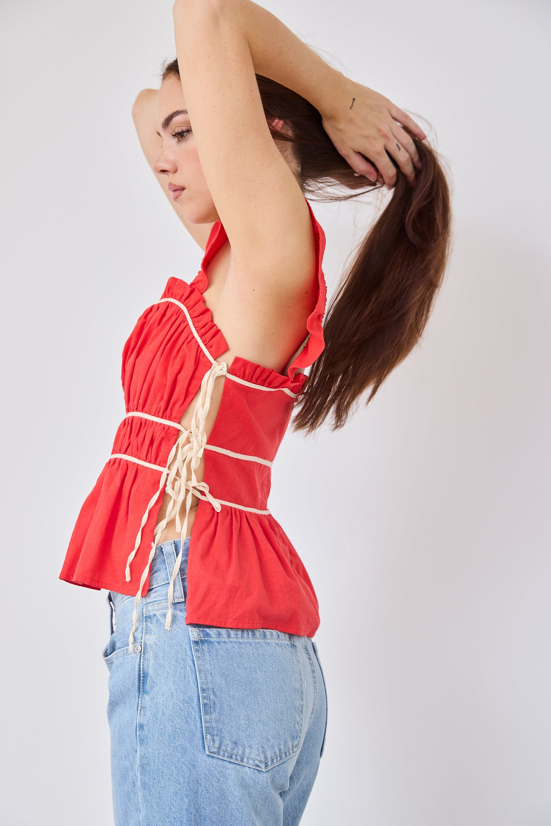 Kennedy Ruffled Sleeve Peplum Top